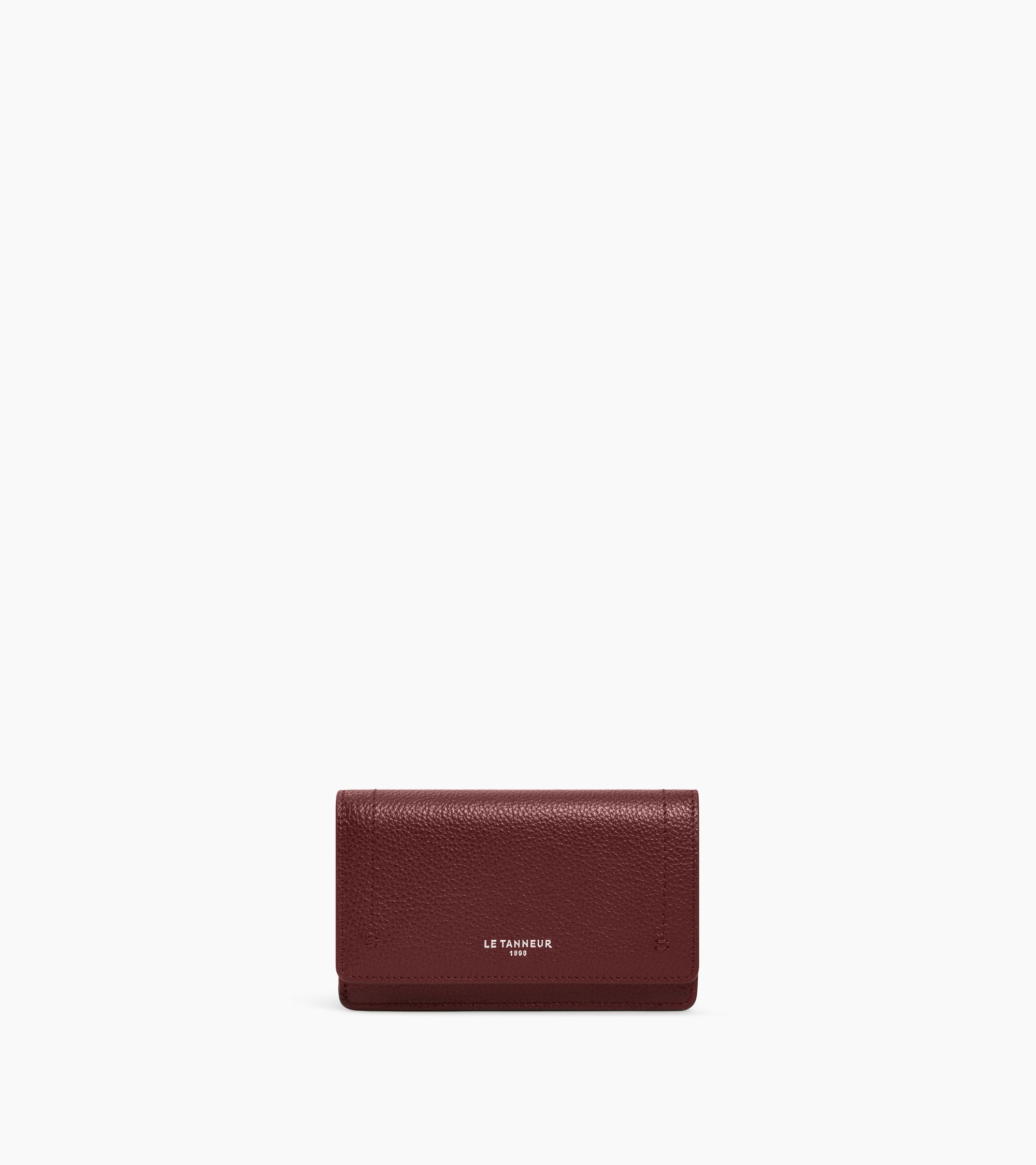 Louison medium card holder with flap in grained leather