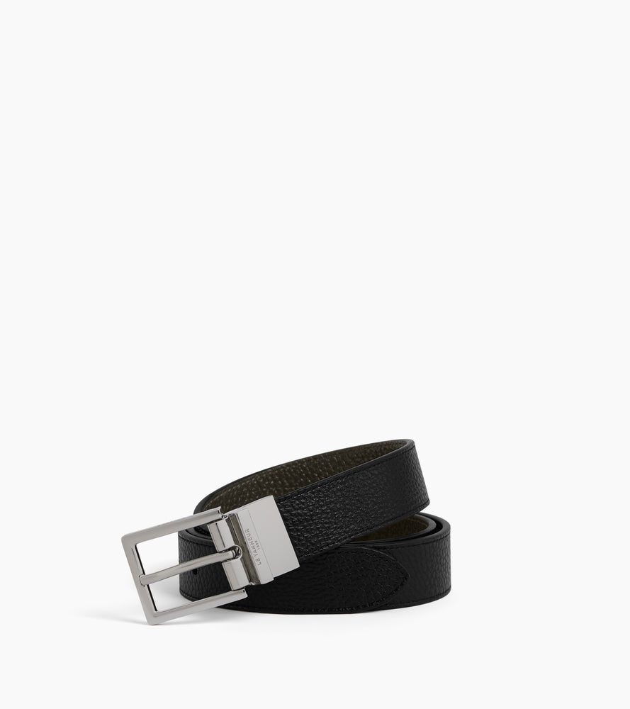 Cinturón reversible de hombre con hebilla rectangular de cuero graneado