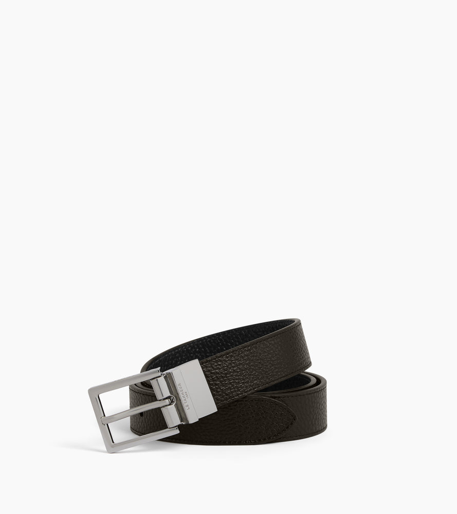 Cinturón reversible de hombre con hebilla rectangular de cuero graneado