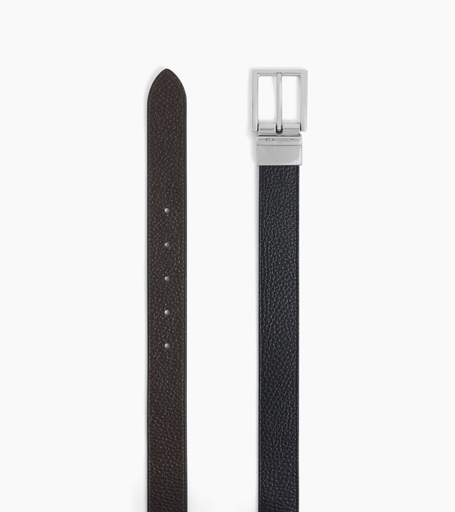 Cinturón reversible de hombre con hebilla rectangular de cuero graneado