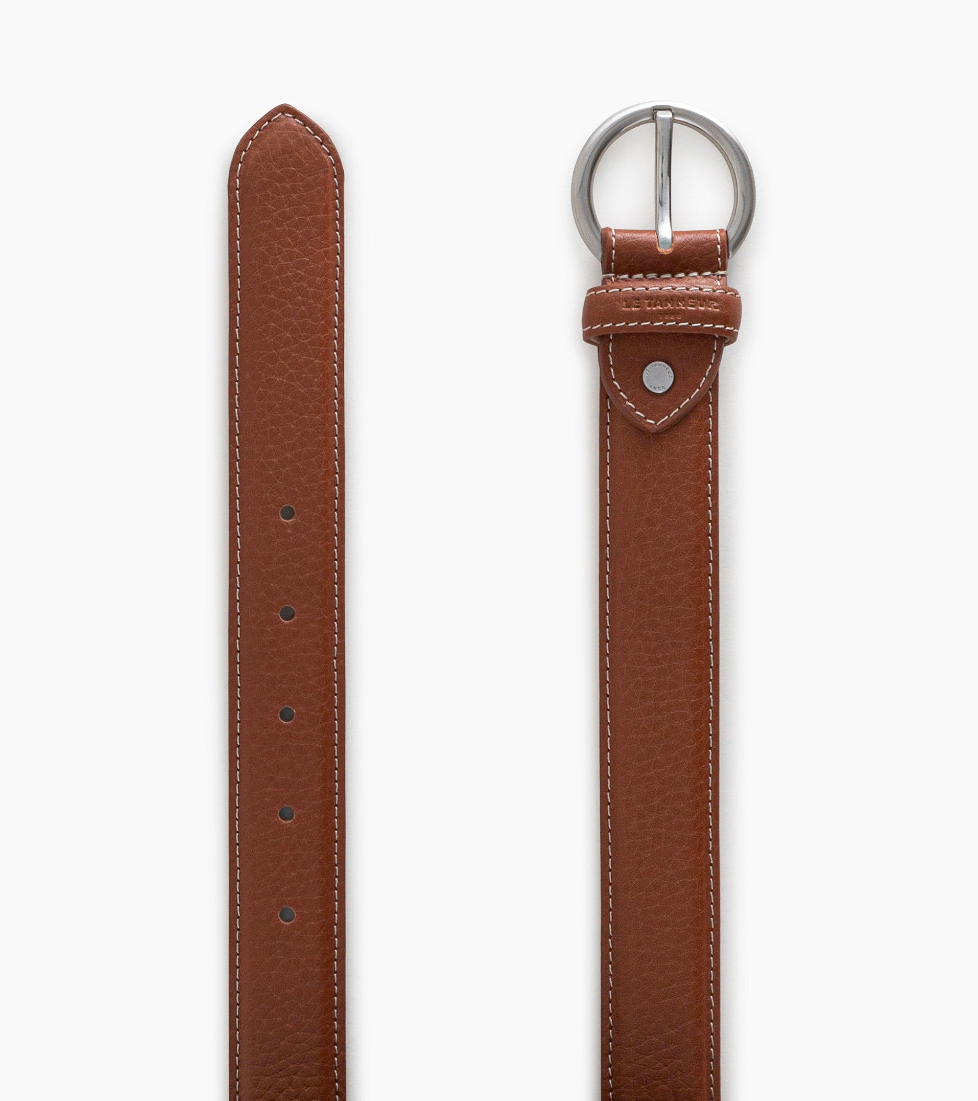 Ceinture femme avec boucle ronde en cuir grainé